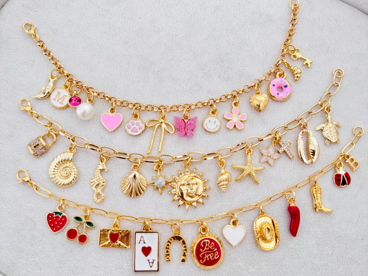 Personalized gold charm bracelet