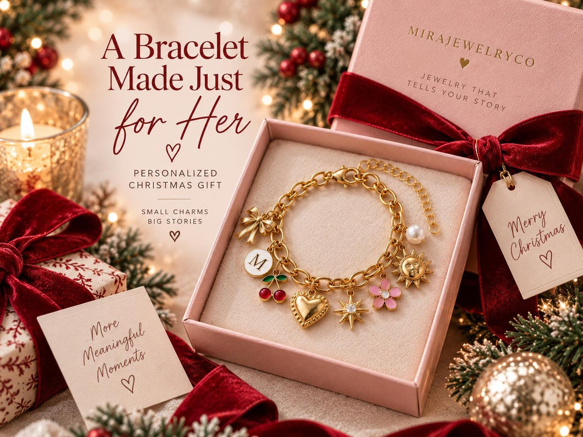Personalized gold charm bracelet
