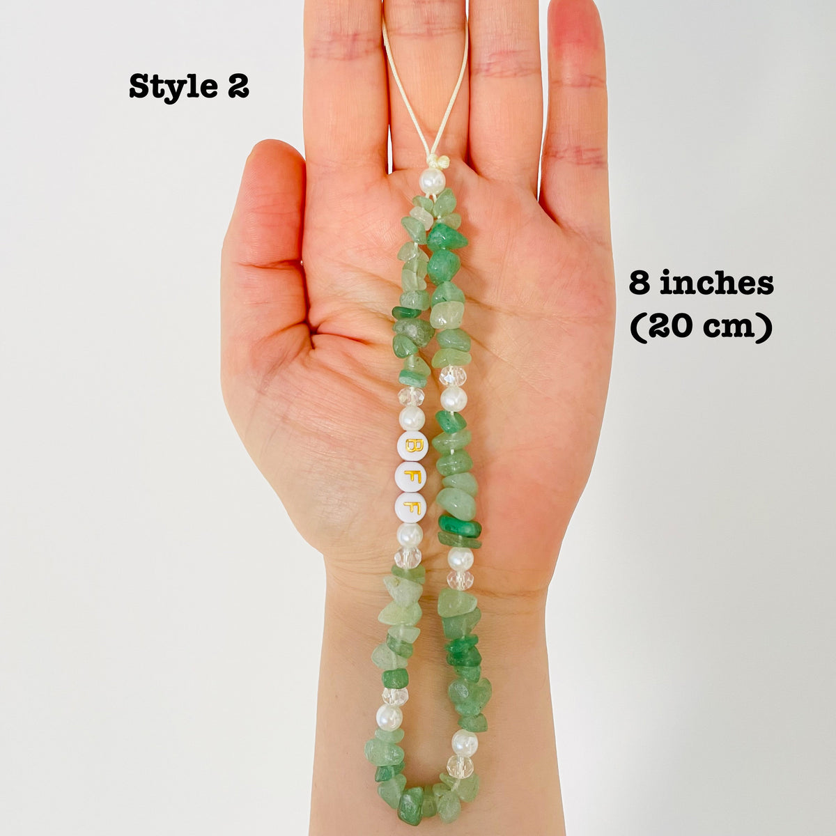 Personalized green pearl phone charm